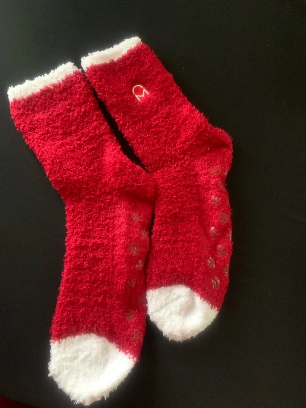 Cozy Red & White Striped Fuzzy Socks pack of 3